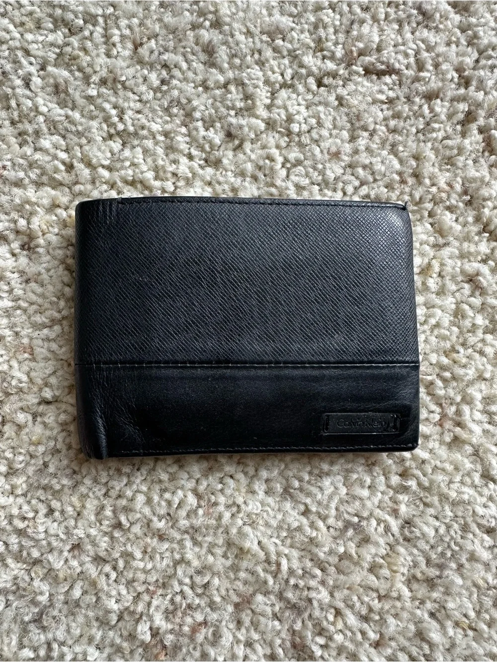 Calvin Klein Black Leather Slim Bi-Fold Card Holder Wallet